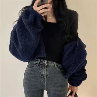 เสื้อโค้ทสตรีสไตล์เกาหลี จากขนสัตว์ แบบถักหนา พกพาสะดวก สามารถสวมได้หลายโอกาส และมีด้านตรงข้ามสำหรับเปลี่ยนแปลงลุค