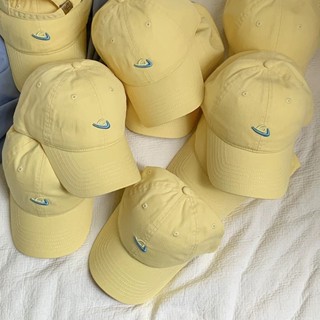 หมวกเบสบอลปักลายตะขอด้านหลังสีเหลืองระดับไฮเอนด์