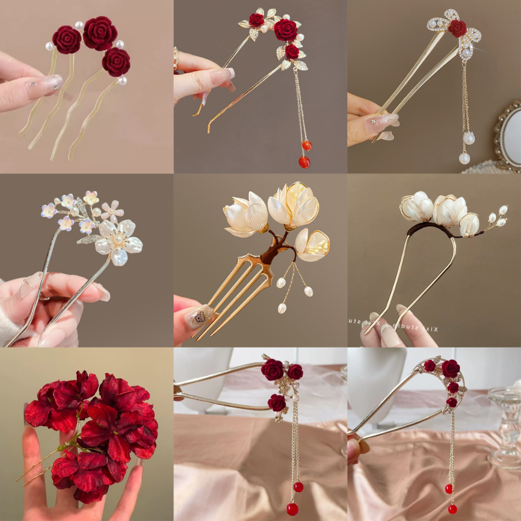 พินเส้นผมทรงดอกไม้ U-shaped สไตล์คลาสสิกและหรูหรา เสริมความสวยงามให้กับผมในทุกโอกาส