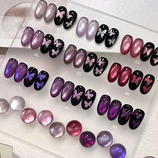 XEIJAYI 15 มล. ยาทาเล็บเจลลายแมวตาสีม่วงไฮยาซินธ์ใหม่ สีม่วงเข้ม เหมาะสำหรับร้านทำเล็บและใช้ในชีวิตประจำวัน
