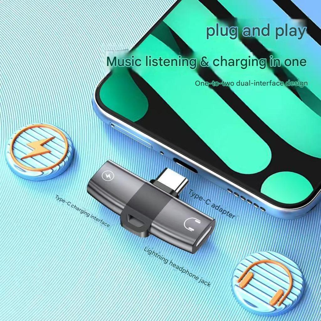 ขายร้อน OTG 2 in 1 USB Type C Splitter ถึง Type C แจ็ค AUX Audio หูฟังและ 8 Pin 60W อะแดปเตอร์ชาร์จส