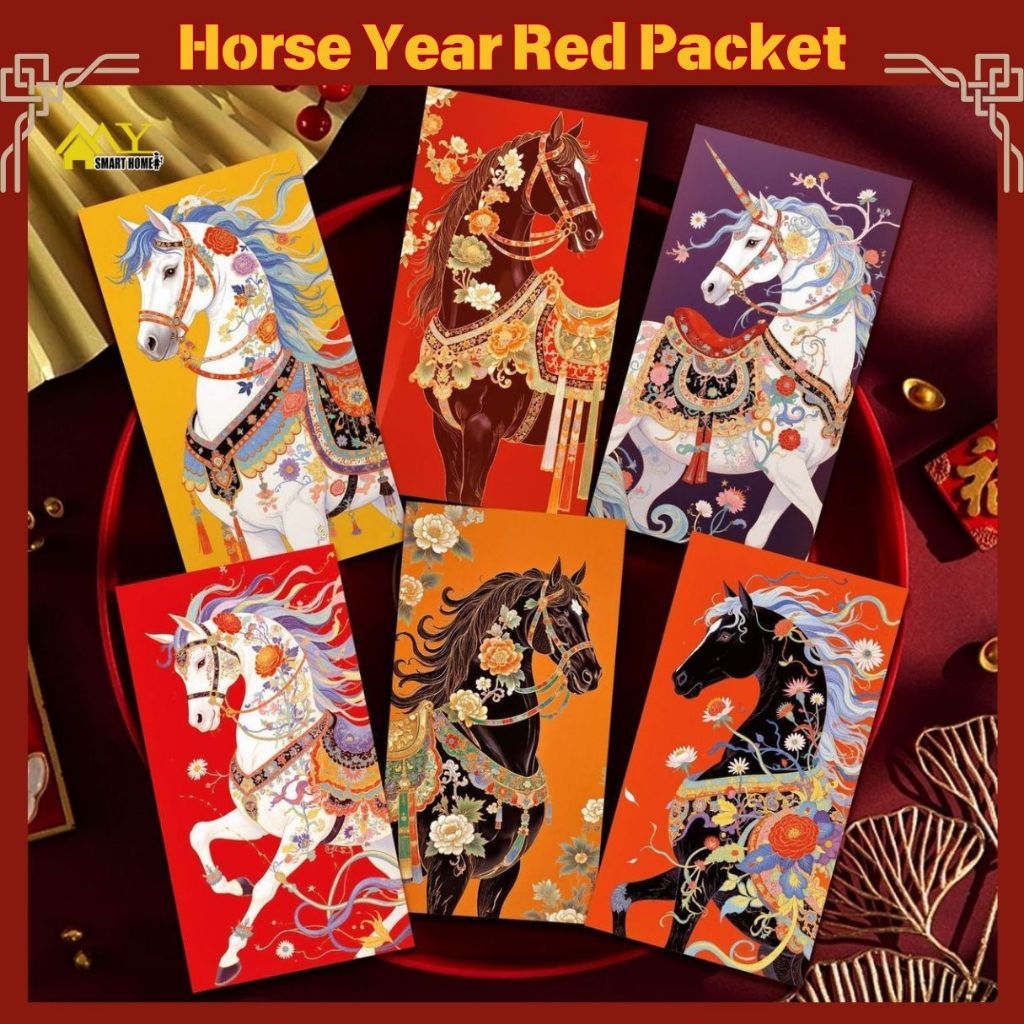 ขนาดใหญ่ม้าปี ANGPAO 9*17 ซม.2026 CNY จีนปีใหม่เงินกระเป๋าน่ารักแพ็คเก็ตสีแดง Lucky Packet CNY 2025 