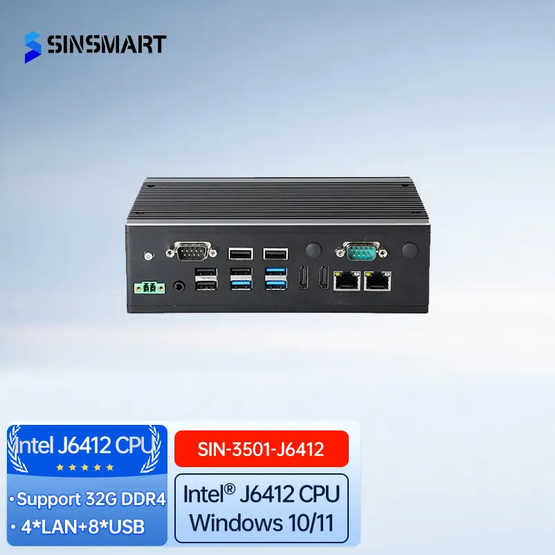 SINSMART Lake J6412 quad-core win10/11 32GB คอมพิวเตอร์อุตสาหกรรมมินิพีซีแบบฝัง