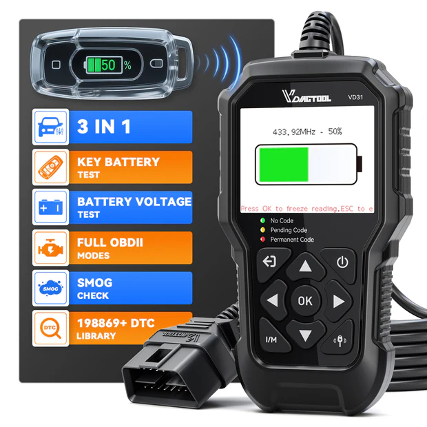 VDIAGTOOL VD31 OBD2 Scanner Automotive Engine Scan Tool Code Reader with Key Battery Testing