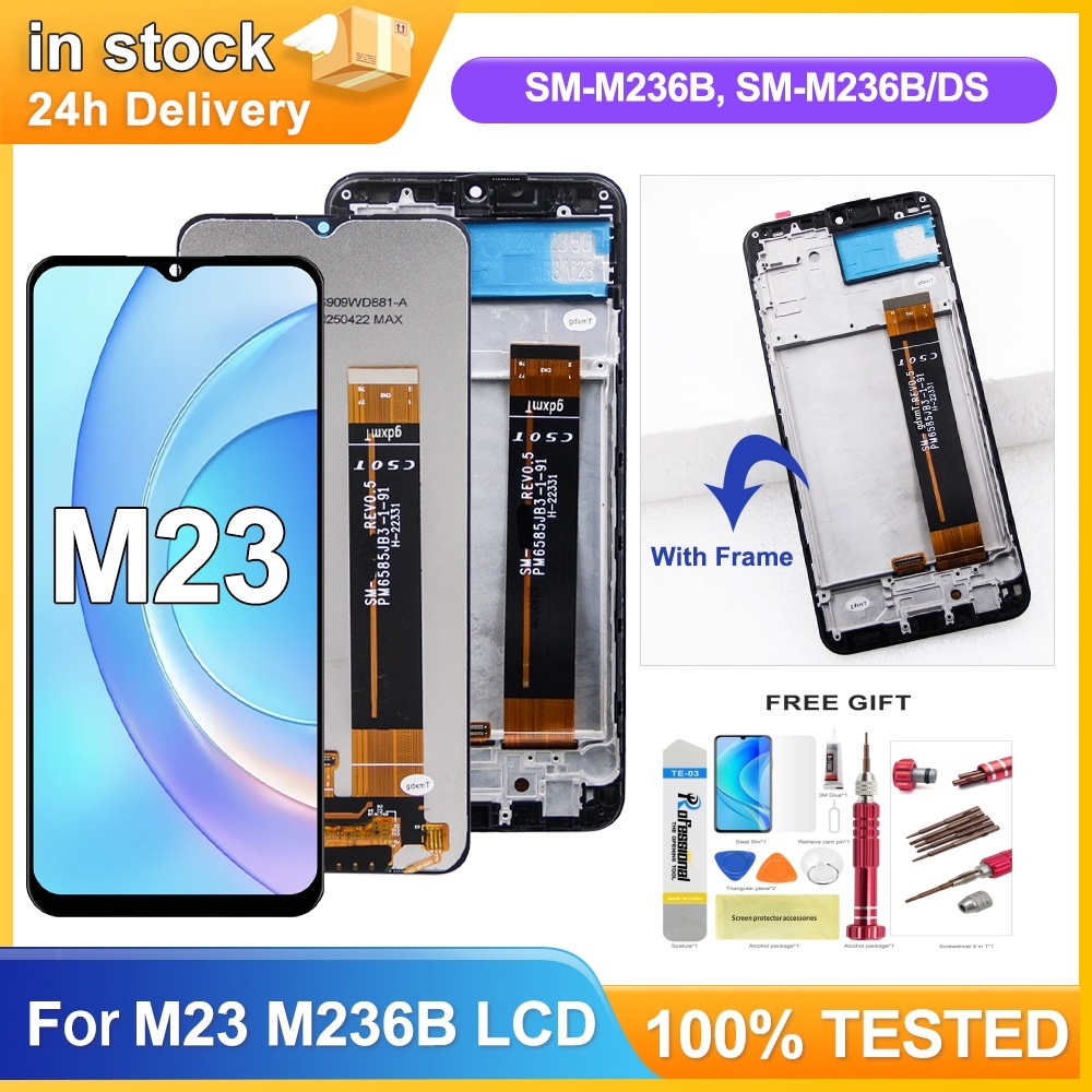 Super AMOLED Samsung Galaxy M23 จอแสดงผล LCD + หน้าจอสัมผัส Digitizer สําหรับ SM-M236B, SM-M236B/DS,