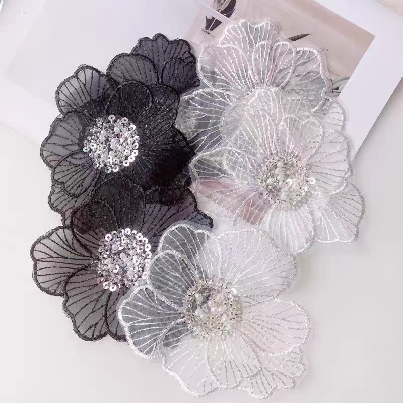 ชุด.Accessories.5ชิ้นสีดำสีขาวพร้อมเลื่อมมุกและดอกไม้สำหรับผู้หญิง