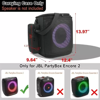 กระเป๋าเดินทางสําหรับ JBL Partybox Encore 2 Essential, เคสป้องกันถุงเก็บตาข่ายพร้อมสายสะพายไหล่และกระเป๋าอุปกรณ์เสริมสองด้าน