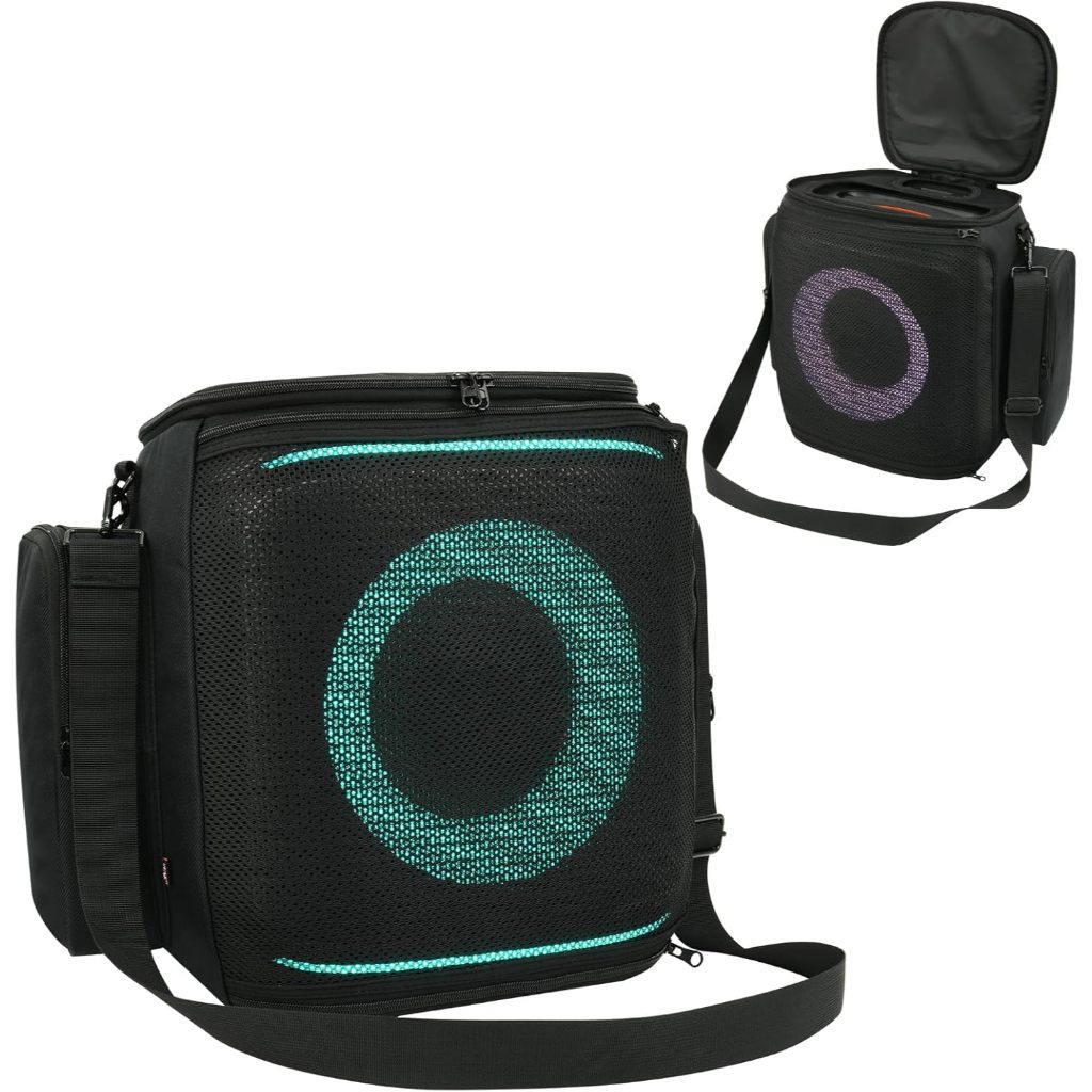 กระเป๋าเดินทางสําหรับ JBL Partybox Encore 2 Essential, เคสป้องกันถุงเก็บตาข่ายพร้อมสายสะพายไหล่และกระเป๋าอุปกรณ์เสริมสองด้าน