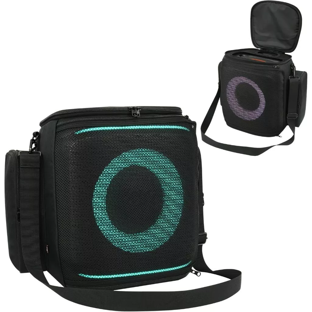 กระเป๋าเดินทางสําหรับ JBL Partybox Encore 2 Essential, เคสป้องกันถุงเก็บตาข่ายพร้อมสายสะพายไหล่และกระเป๋าอุปกรณ์เสริมสองด้าน