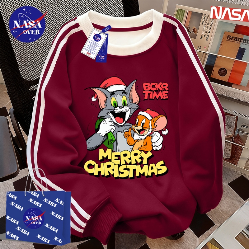 【จัดส่งจากกรุงเทพฯ】 NASA ฤดูหนาว Christmas ลายการ์ตูนอนิเมะ oversize แขนยาว ยูนิเซ็กส์ ใส่สบาย สเวตเตอร์คอกลมYG3245