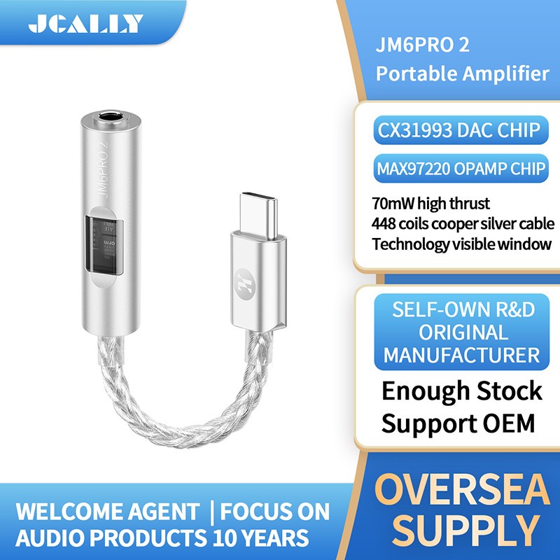 JCALLY JM6Pro 2 Type-C ถึง 3.5 มม.Dual DAC CX3193 MAX97220 ดิจิตอลเครื่องขยายเสียงหูฟัง HiFi DAC โทรศัพท์มือถือชุดหูฟังอะแดปเตอร์