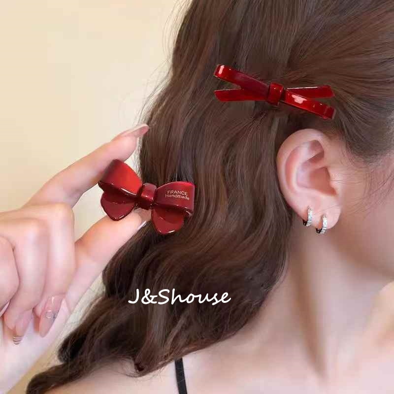 โบว์ผมจระเข้สีแดงสดใสพร้อมสายคาดผมสำหรับสาวๆ ในเทศกาลปีใหม่