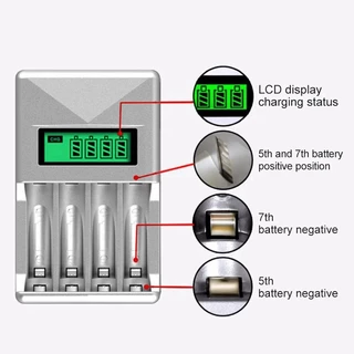 Panasonic Eneloop AA & AAA NI-MH ถ่านชาร์จพร้อมจอแสดงผล LCD 4 ช่อง เครื่องชาร์จแบตเตอรี่อัจฉริยะ
