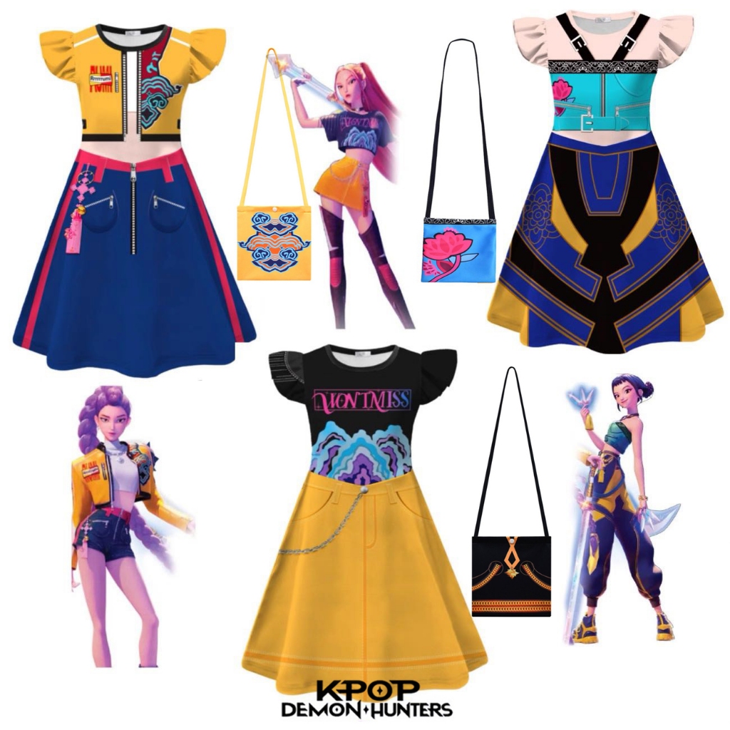 เครื่องแต่งกายคอสเพลย์ Mira Rumi Zoey Demon Hunters สำหรับเด็ก ชุดแขนสั้น เหมาะสำหรับHALLOWEENและการแสดงบนเวที - รูปที่ 6