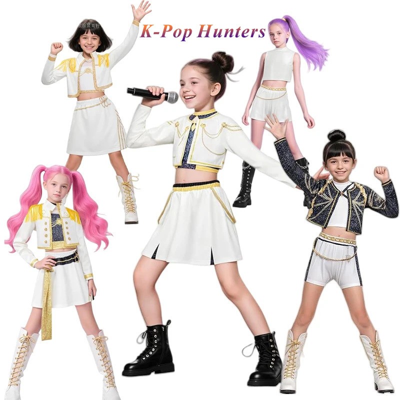 เครื่องแต่งกายคอสเพลย์ Mira Rumi Zoey Demon Hunters สำหรับเด็ก ชุดแขนสั้น เหมาะสำหรับHALLOWEENและการแสดงบนเวที - รูปที่ 4