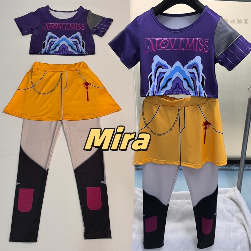 เครื่องแต่งกายคอสเพลย์ Mira Rumi Zoey Demon Hunters สำหรับเด็ก ชุดแขนสั้น เหมาะสำหรับHALLOWEENและการแสดงบนเวที - รูปที่ 3