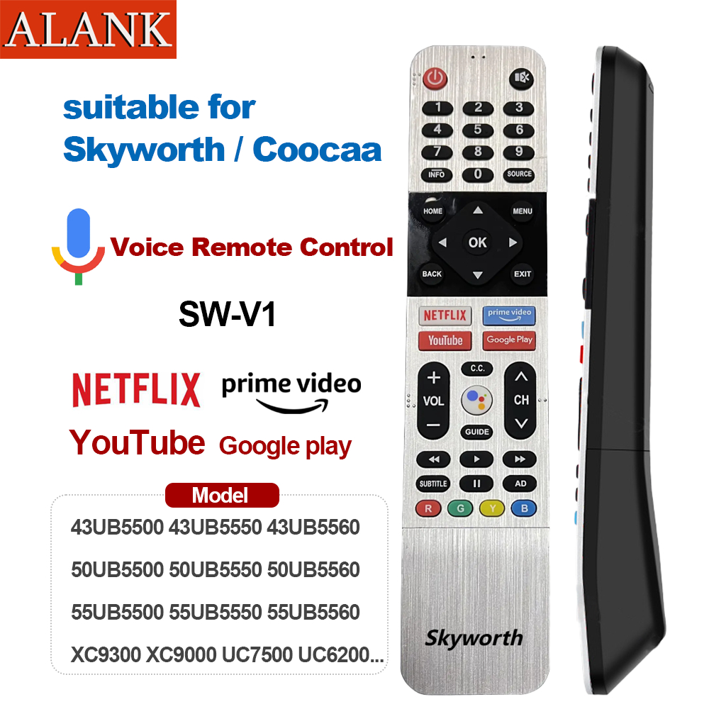 ALANK Remote รีโมททีวีเสียงพูดของแท้ Skyworth / CooCaa - สำหรับทีวี Android SMART TV - รุ่น SW-V1