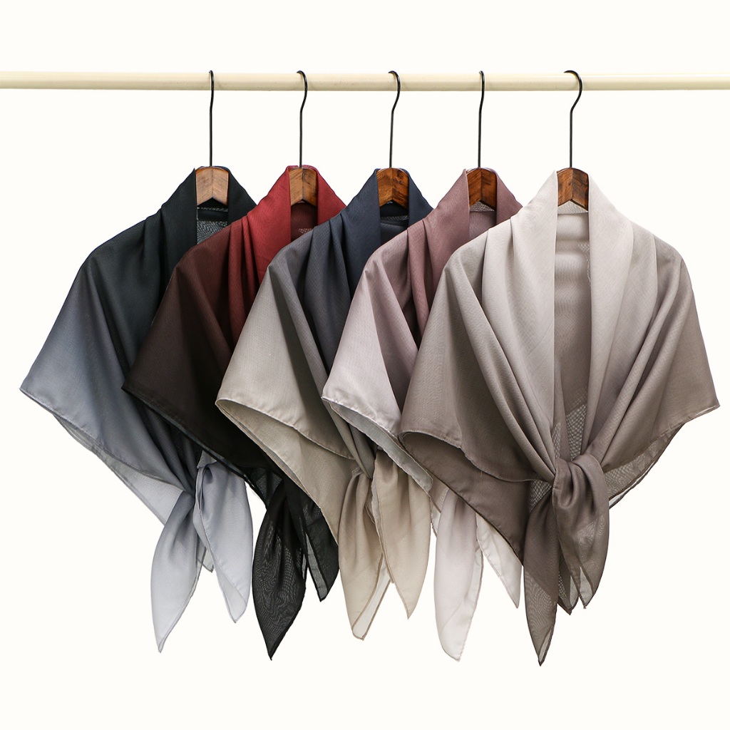 LAVEN 110*110 ซม.Gradient Square Hijab ใหม่แฟชั่น Bawal ผ้าคลุมไหล่มุสลิมผู้หญิง Tudung Bandana