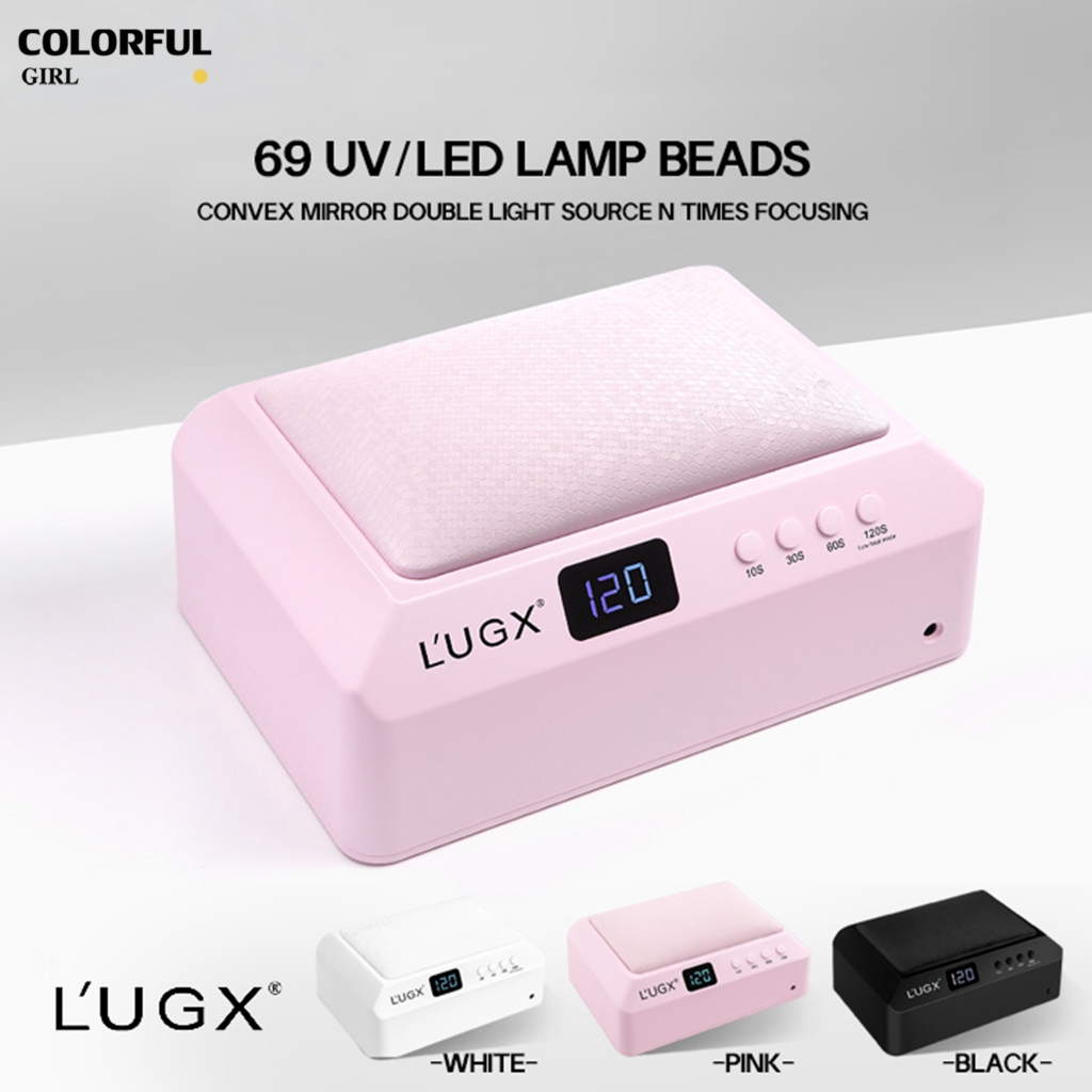 【พร้อมส่ง】ใหม่ล่าสุด สีดำ / สีขาว /สีชมพู  เครื่องอบเล็บเจล L’UGX 72วัตต์ รุ่นLG-205 รุ่น มีเบาะรองมือในตัว สวยแข็งแรงทันสมัย ขนาด 72 watts ไฟ 69 ดวงแห้งไว ไฟถนอมผิว มือไม่ดำค่า (ถอดถาดได้)