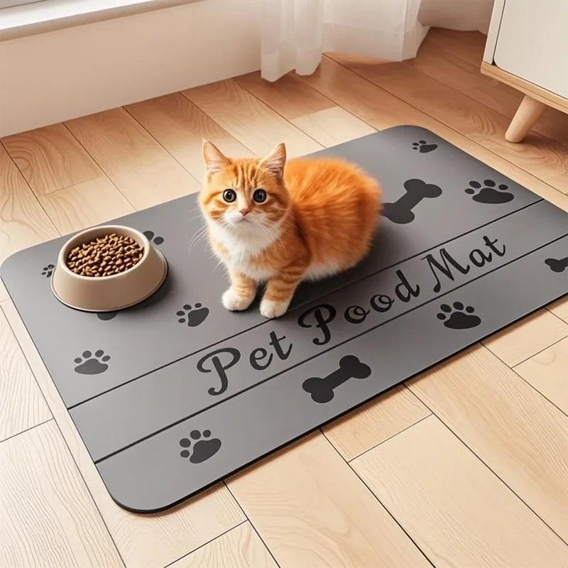 【NekoLuv】60×90CM เสื่อให้อาหารสัตว์เลี้ยง กันน้ําดูดซับเสื่อให้อาหารสัตว์เลี้ยงแห้งเร็วสัตว์เลี้ยง แผ่นรองจาน สําหรับชามอาหารและน้ําพร้อมยางรองสําหรับสุนัขและแมว