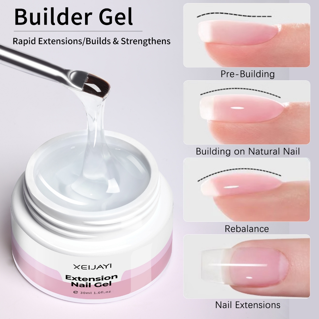 XEIJAYI 30ml-X001 โปร่งใสเล็บเจลเล็บขยายเล็บชิ้นทนทานเหมาะสําหรับร้านทําเล็บ