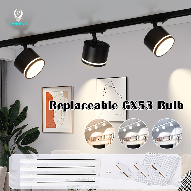 สามสี GX53 สปอตไลท์ฟรีเปลี่ยนหลอดไฟชุดไฟติดตามหลอดไฟ track light 9W สําหรับโคมไฟรางไฟบ้าน 220v สําหรับไฟบ้าน