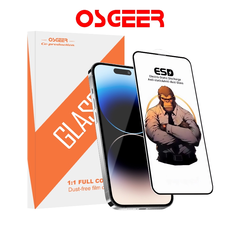 [OSGEER]ฟิล์มกระจก+ ปกป้องหน้าจอสําหรับ iPhone กระจกนิรภัยแข็งแรงขึ้นพร้อมขอบเสริม, ป้องกันรอยขีดข่วนและรอยเปื้อน