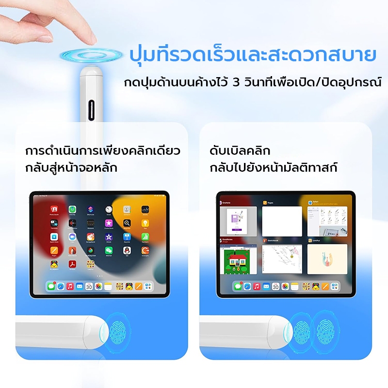IT ปากกาสไตลัสสําหรับ iPad Air 4th/5th/6th/7th/M2/M3, Gen 6/7/8/9/10/A16 mini 6th/7th, Pro 11″/12.9″/13″ M4/M5, แม่เหล็กชาร์จไร้สายบลูทูธ
