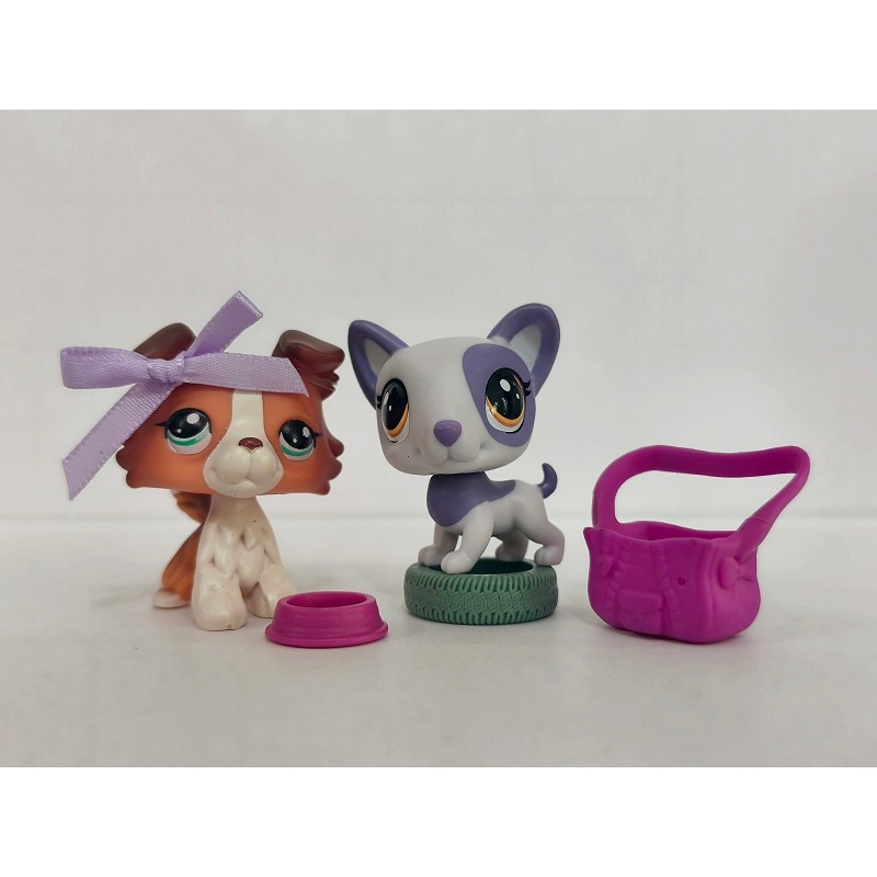 2 ชิ้น/ล็อต LPS รูปสุนัข #1542#194 W/Accessories ของเล่น Littlest Pet Shop