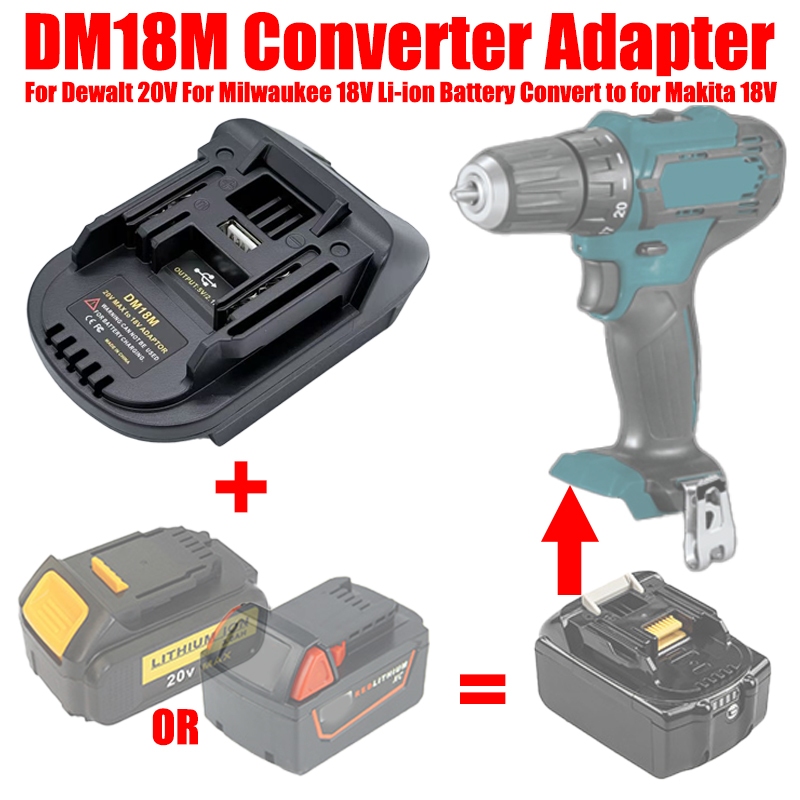 ALASICKA DM18M อะแดปเตอร์แบตเตอรี่สําหรับ Dewalt 18V-20V & สําหรับ Milwaukee 18V M18 แบตเตอรี่ลิเธีย