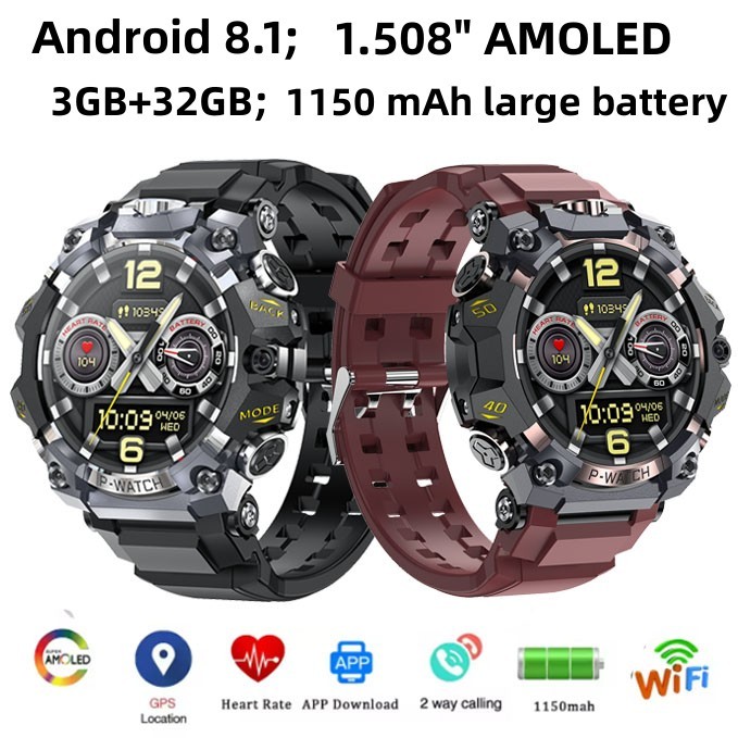 Rainbuvvy P888 4G LTE Smartwatch 3GB RAM 32GB ROM 1.5 หน้าจอ AMOLED กล้อง 8MP รองรับ GPS WIFI Androi