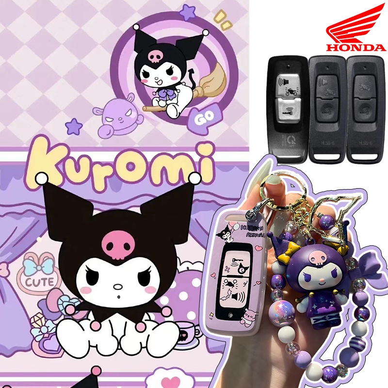 Kitty Kuromi Sanrio Honda pcx160/giorno/forza 350/คลิก160 Vision พวงกุญแจรถฮอนด้าปลอกกุญแจซิลิโคน Keyless Remote ยางกุญแจป้องกันปลอก เคสกุญแจรถมอเตอร์ไซค์