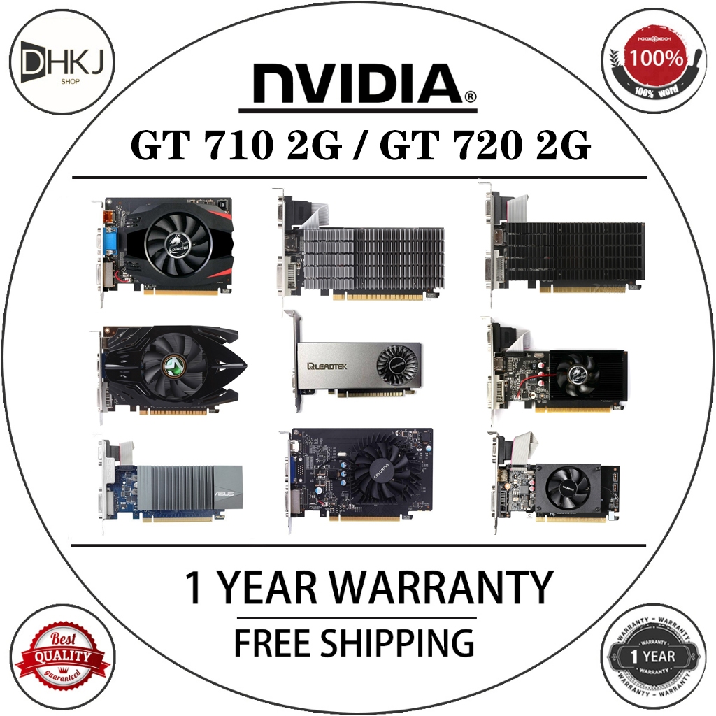 USED GeForce GT 710 2GB GT 720 2GB (จัดส่งแบรนด์แบบสุ่ม) คอมพิวเตอร์เดสก์ท็อปเกมกราฟิกการ์ดการใช้พลั