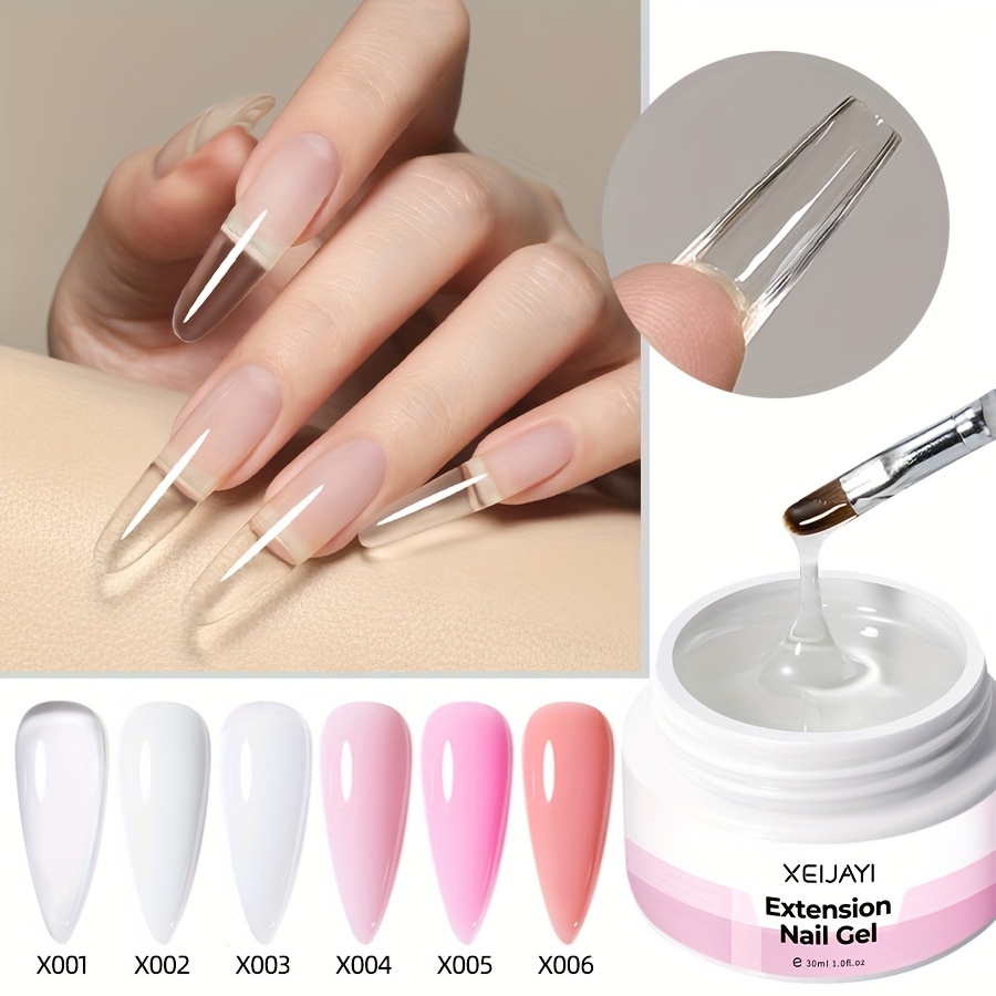 XEIJAYI 30ml - เจลต่อเล็บคริสตัลสีชมพูนู้ดใสแบบใหม่ เหมาะสำหรับร้านทำเล็บ