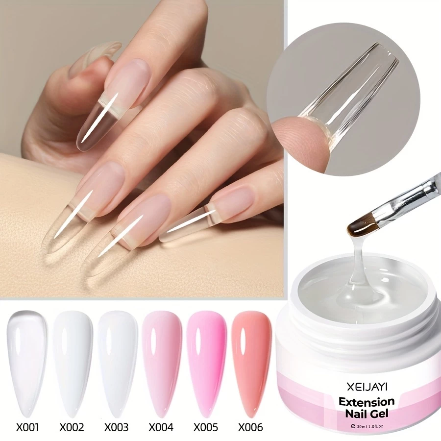 XEIJAYI 30ml - เจลต่อเล็บคริสตัลสีชมพูนู้ดใสแบบใหม่ เหมาะสำหรับร้านทำเล็บ