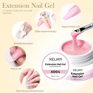 XEIJAYI 30ml - เจลต่อเล็บคริสตัลสีชมพูนู้ดใสแบบใหม่ เหมาะสำหรับร้านทำเล็บ