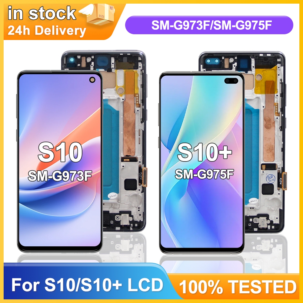 สําหรับ Samsung Galaxy S10 S10+ จอแสดงผล LCD หน้าจอสัมผัสสําหรับ Samsung SM-G975F, SM-G975U, SM-G975