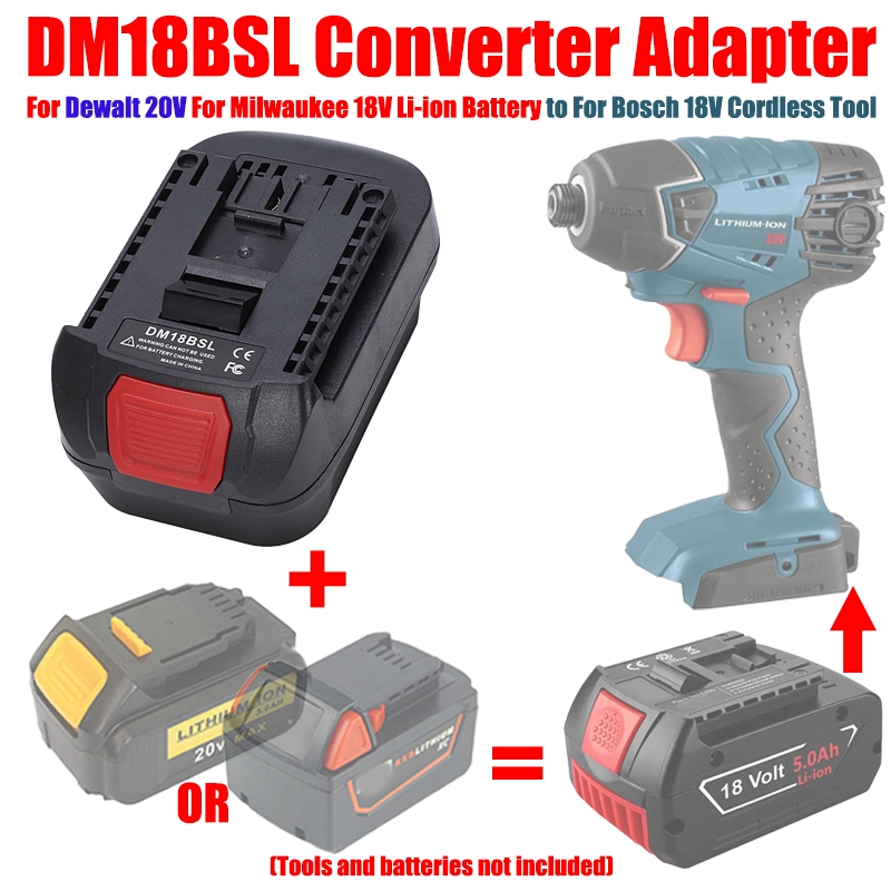อะแดปเตอร์แบตเตอรี่ DM18BSL สําหรับ Dewalt 20V สําหรับ Milwakee 18V Li-Ion แบตเตอรี่สําหรับ Bosch 18