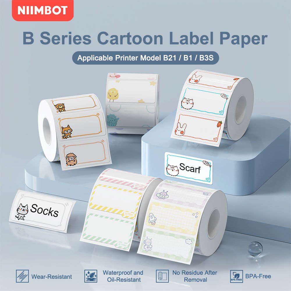 NIIMBOT B21/B3S/B203 ป้ายกระดาษชื่อสติกเกอร์กันน้ํา Classified Storage สติกเกอร์สีสําหรับ Niimbot B2