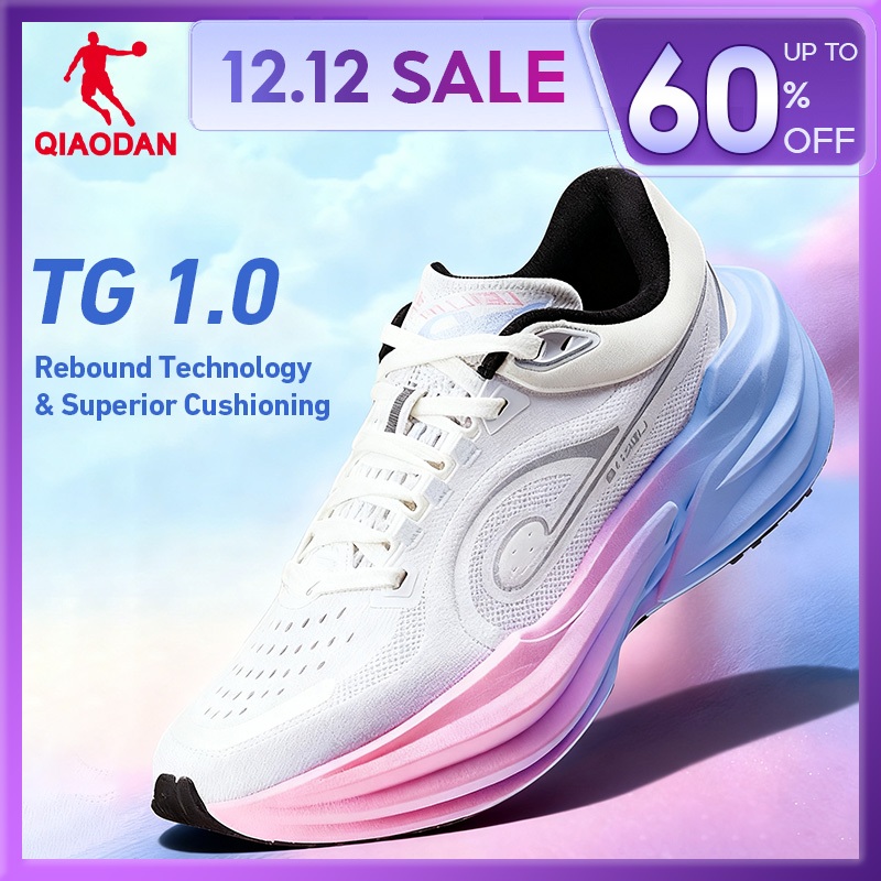 Qiaodan TG 1.0 รองเท้าวิ่งผู้หญิงกว้างฟุตเบาะกีฬา Rebound Stable Breathable QDB022253285