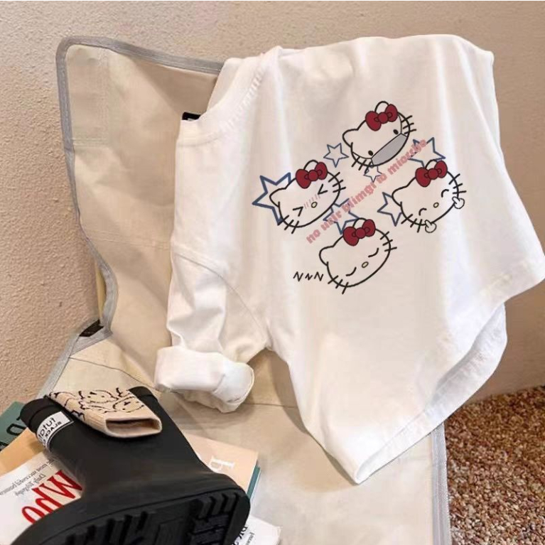 เสื้อยืดเด็กหญิง เสื้อผ้าเด็กสําเร็จรูปสําหรับเด็กผู้หญิง, เสื้อยืดผ้าไหมน้ําแข็ง, ท็อปส์ซูเชือกรูดเด็กแขนสั้น คาปิบาระ