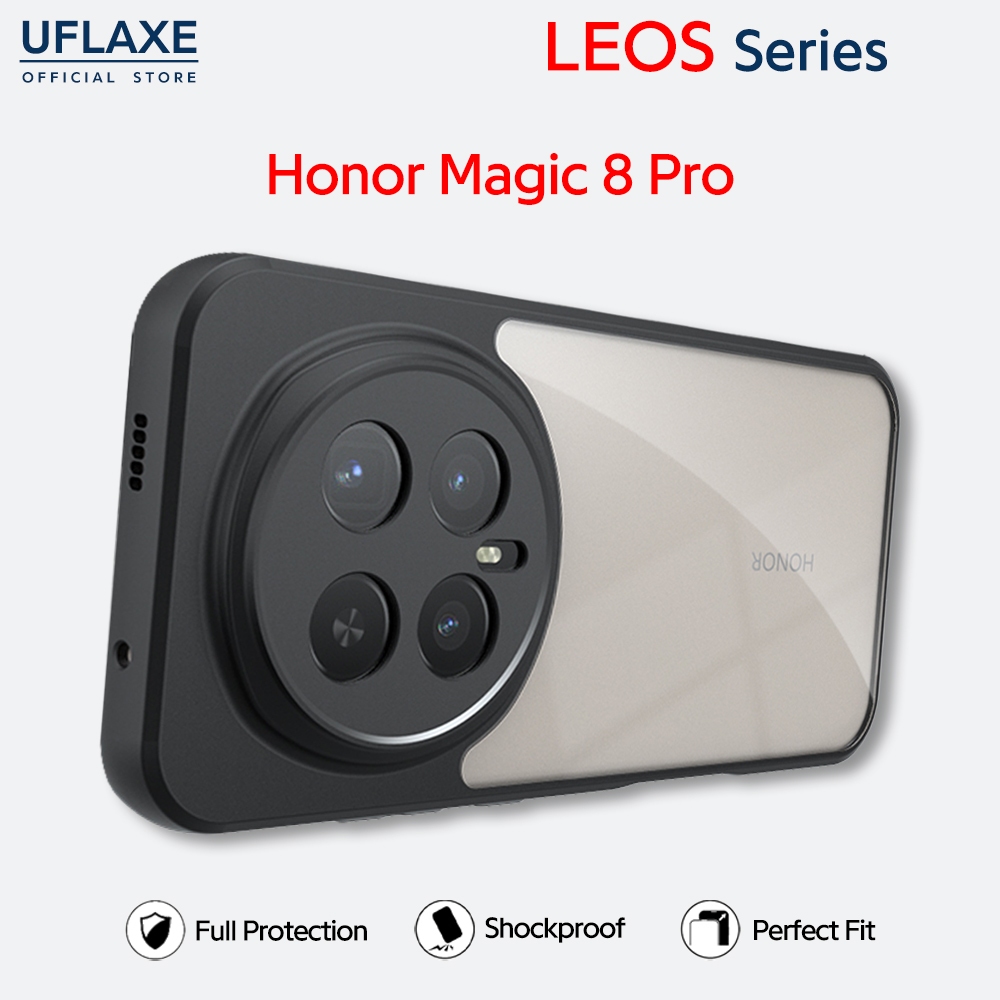 UFLAXE LEOS - สําหรับ Honor Magic 8 Pro Case - เคสแข็งกันกระแทกใสด้าน, เคสโทรศัพท์ที่ทนทานป้องกันลายนิ้วมือป้องกันสีเหลือง