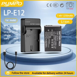 PUMPD LP-E12 แบตเตอรี่กล้องสําหรับ Canon EOS M M2 M10 M50 M50MarkIl M100 M200 100D Single slot charger