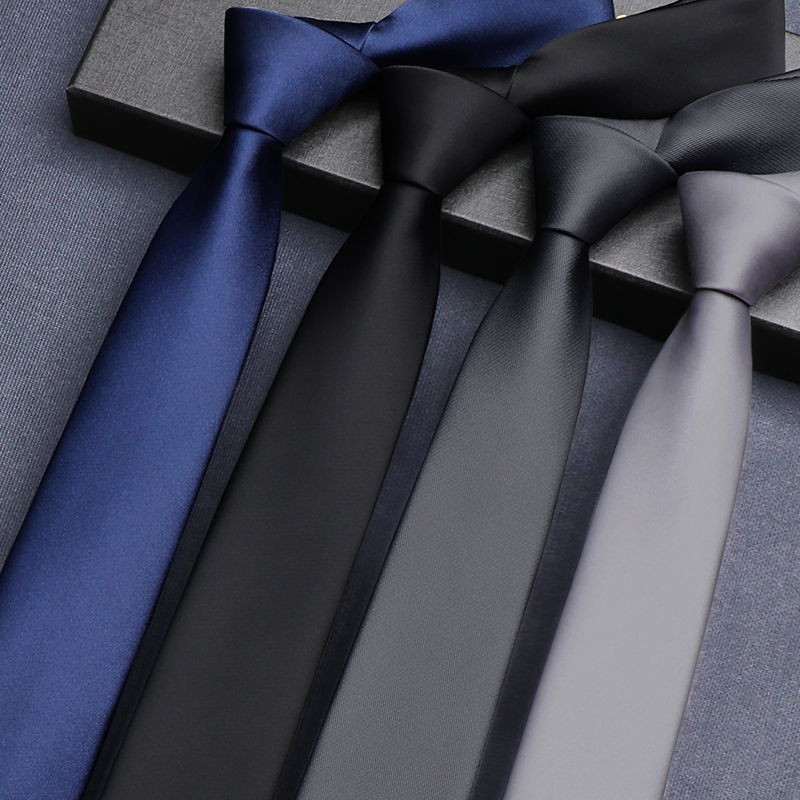 เนคไทสีดํา เนคไทซิป เนคไท 6cm ผู้ชาย Tie-free ผู้ชาย High-End ธุรกิจซิปสีเทาเกาหลีรุ่นแคบอย่างเป็นทางการชุด Hand-tied กยจเจ้าบ่าวชุด เน็คไท matte แฟชั่น เนกไท แฟชั่น สีเทา สีกรม ลายทาง
