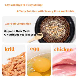 PAWFIT Catty Flossy ไก่แห้งแช่แข็ง Omega Krill Functional Kibble Topper ขนมแมว flossy