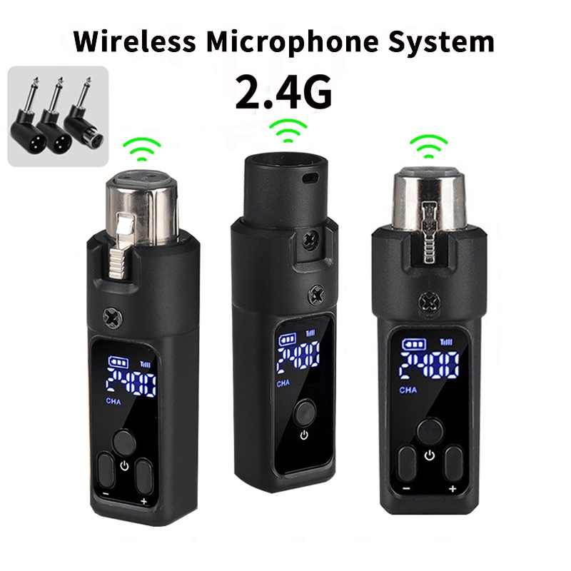 เครื่องรับส่งสัญญาณเอ็กซ์แอลอาร์ไร้สายมืออาชีพ2.4G ไมโครโฟนไร้สายระบบระยะ 100 ฟุตอะแดปเตอร์ไมโครโฟนไร้สายสําหรับไมโครโฟนแบบไดนามิก/PA/มิกเซอร์