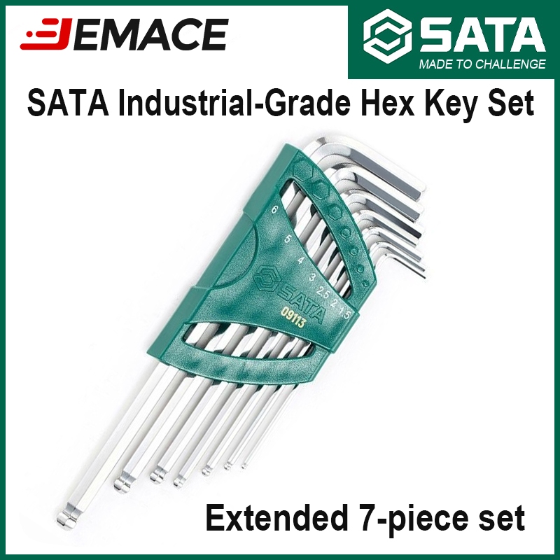SATA 09113 ชุดประแจหกเหลี่ยมหัวบอล 7 ชิ้น เครื่องมือถอดประกอบ เครื่องมือซ่อมรถยนต์