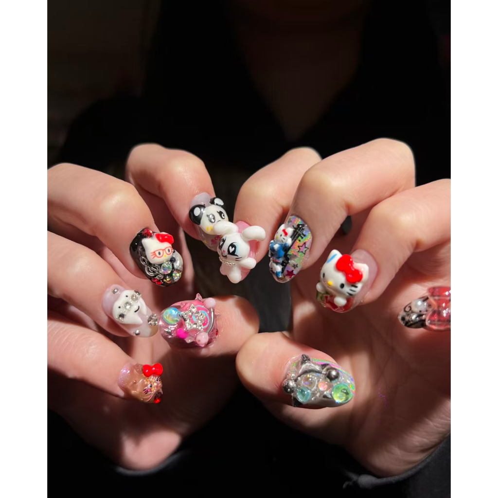 Shibuya Hot Girl Y2K Kitty Handmade Nails