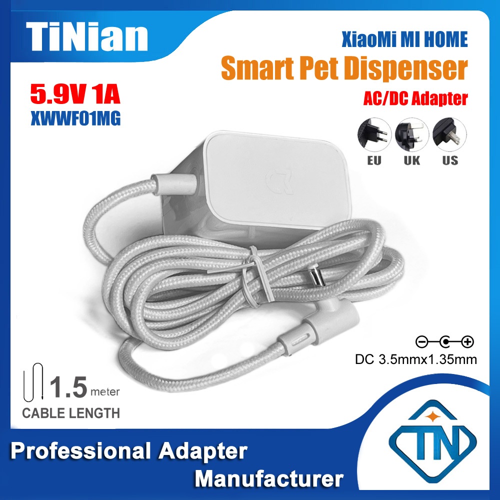 5.9V 1A อะแดปเตอร์ AC/DC สําหรับ XIAOMI สมาร์ทสัตว์เลี้ยง Fountain Dispenser Mi Home XWWF01MG แหล่งจ่ายไฟ