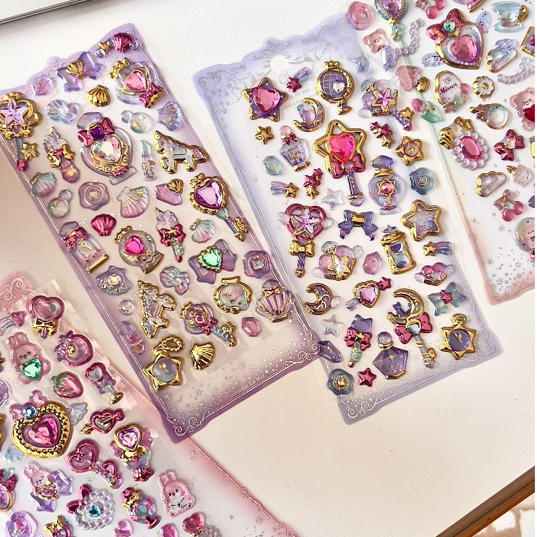 OHAYA | ไม้กายสิทธิ์ | Gilding สติกเกอร์เพชรสามมิติ 3d Magical Girl ตกแต่งโทรศัพท์มือถือถ้วยเครื่องเขียนสติกเกอร์